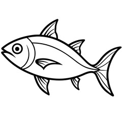 Minimal Bonito Fish Vector on White
