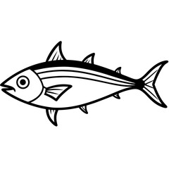 Minimal Bonito Fish Vector on White