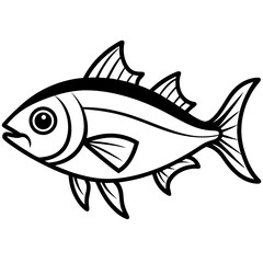 Minimal Bonito Fish Vector on White
