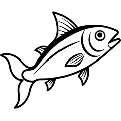 Minimal Bonito Fish Vector on White
