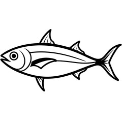 Minimal Bonito Fish Vector on White