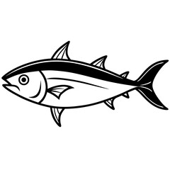 Minimal Bonito Fish Vector on White