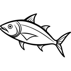 Minimal Bonito Fish Vector on White