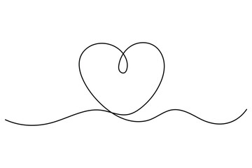 Heart continuous single line art drawing Minimalistic Doodle vector illustration
