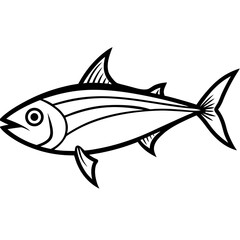 Minimal Bonito Fish Vector on White