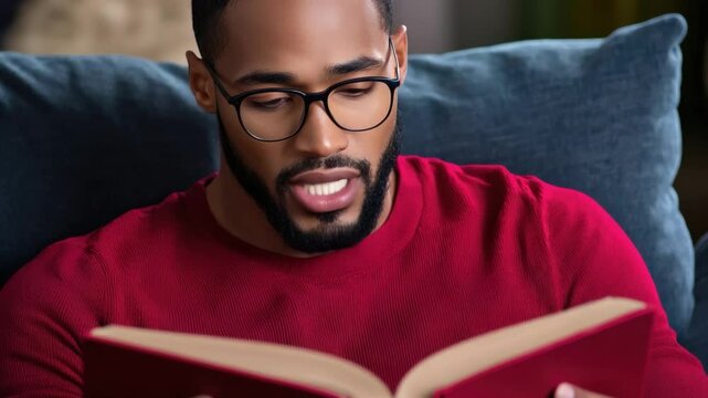 A Man Reading A Book About Holistic Healing While Relaxing On A Cozy Couch