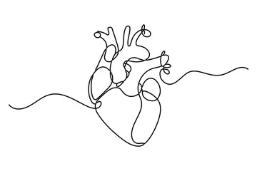 Obraz premium Heart continuous single line art drawing Minimalistic Doodle vector illustration 