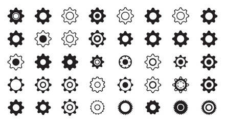 Repeated cog design in minimalist style for technology-themed artwork.