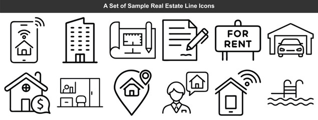 Real Estate Minimalist Icons Set Home Purchase And Property Investment