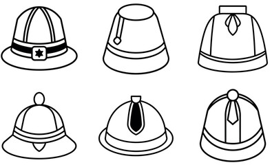 Vector Illustration of Different Types of Hats