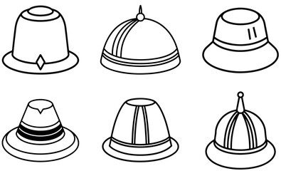 Vintage Collection of Police and Firefighter Helmets High Resolution vector