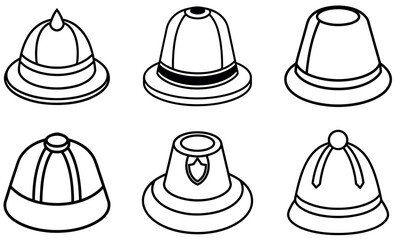 Vector Illustration of Different Types of Hats