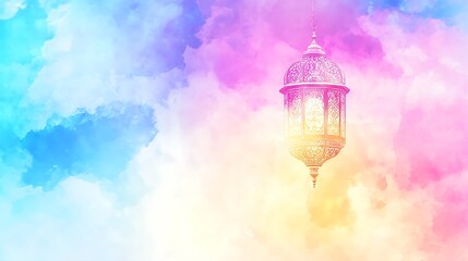 Obraz premium Ramadan Lantern with Colorful Sky.