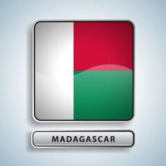 Madagascar flag square button Isolated on color gradient background. Exclusive Icon flag