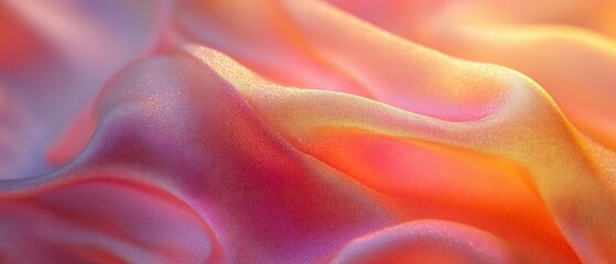 Obraz premium Iridescent fabric cascades folding pink orange and purple