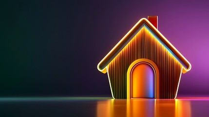 Colorful illuminated house model with a vibrant background showcasing modern design aesthetics