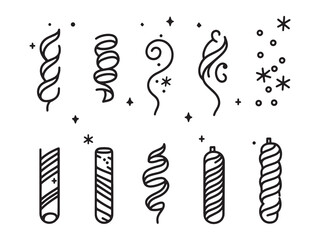 Festive Streamer Roll line art icon holiday celebration decoration