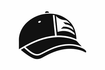 Baseball Cap With Flag Patch Silhouette Vector Illustration