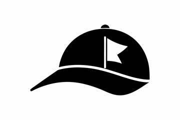 Baseball Cap With Flag Patch Silhouette Vector Illustration