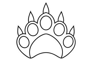 Bear Paw Print With Peaks Line Art Vector Illustration