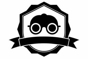 Fototapeta premium Binoculars Inside Badge Silhouette Vector Illustration