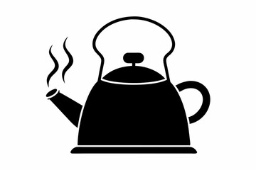Camp Kettle Steaming Silhouette Vector Illustration
