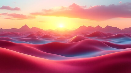 Pink Sunset Desert Landscape. (2)