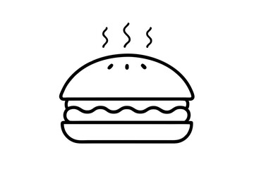 Cheeseburger Icon With Steam Line Art Vector Illustration