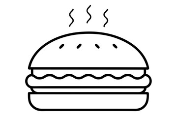 Cheeseburger Icon With Steam Line Art Vector Illustration