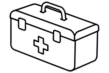First Aid Kit Box Line Art Vector Illustration