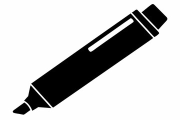 Highlighter Pen With Cap Off Silhouette Vector Illustration