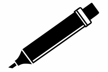 Highlighter Pen With Cap Off Silhouette Vector Illustration