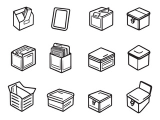 File Box line art icon elegant sketch symbol drawing
