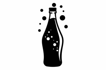 Retro Soda Bottle With Bubbles Silhouette Vector Illustration