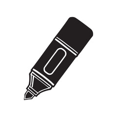 Highlighter Silhouette Vector Illustration, Solid White Background.