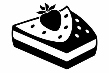 Strawberry Shortcake Slice Silhouette Vector Illustration