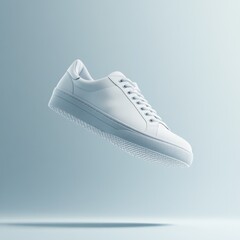 Shoe floating in air with light shadow, clean modern look.