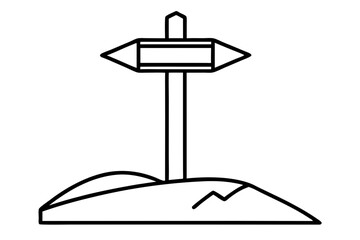 Trail Marker Sign Post Line Art Vector Illustration