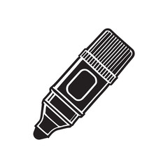 Highlighter Silhouette Vector Illustration, Solid White Background.