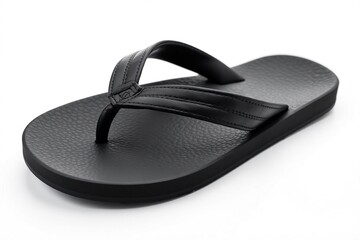 Single black flip-flop isolated on white background , minimal, macro, simple