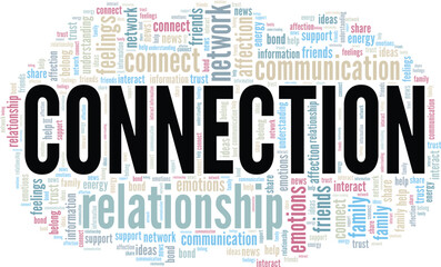 Connection word cloud conceptual design isolated on white background.