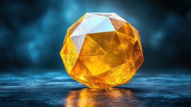 Golden Geometric Sphere - Powered by Adobe