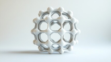 Abstract white sphere with intricate honeycomb structure
