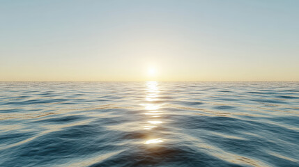 Fototapeta premium serene ocean view at sunset, showcasing gentle waves reflecting golden light