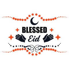Obraz premium Blessed Eid Prayers Crescent Star Festive Art