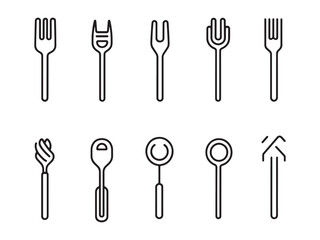 Fine Dining Fork line art icon sophisticated tableware symbol