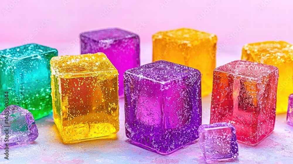Poster beautiful array of colorful crystals sparkling under light creating a dazzling display of colors