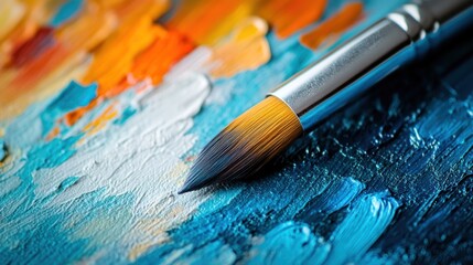 Obraz premium Artistic paintbrush on vibrant canvas