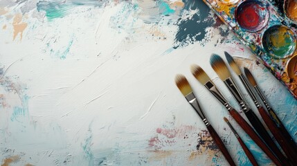 Obraz premium Artistic palette and brushes