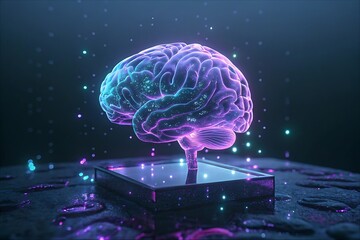 Artificial intelligence in the form of a brain. Virtual space. Technology concept.